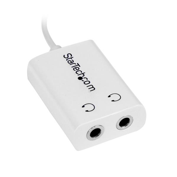 StarTech.com White Slim Mini Jack Headphone Splitter Cable Adapter