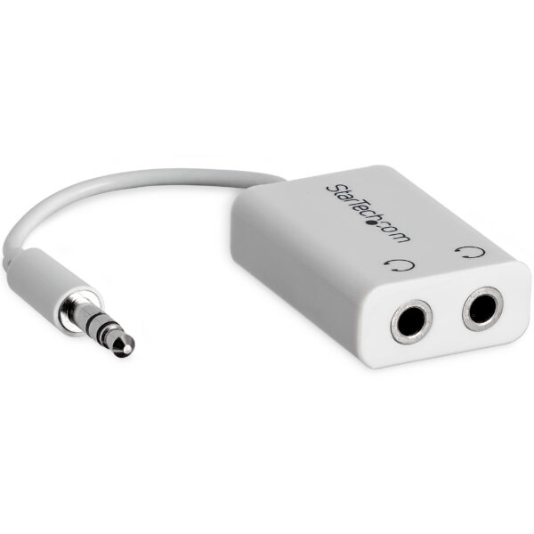 StarTech.com White Slim Mini Jack Headphone Splitter Cable Adapter
