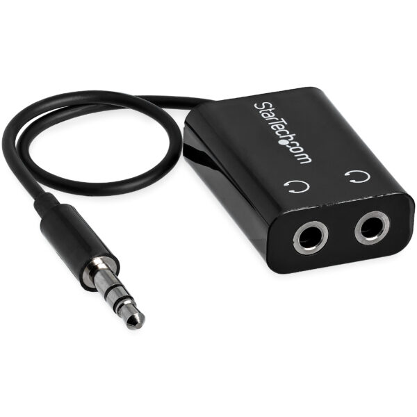 StarTech.com Black Slim Mini Jack Headphone Splitter Cable Adapter