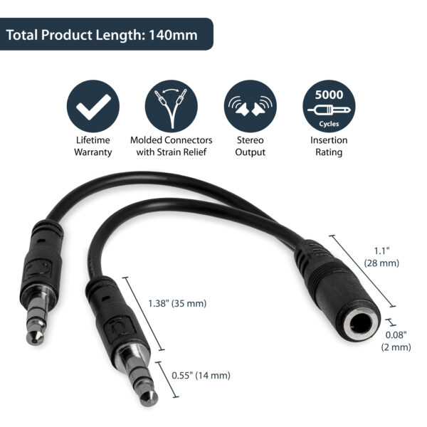 StarTech.com 3.5mm 4 Position to 2x 3 Position 3.5mm Headset Splitter
