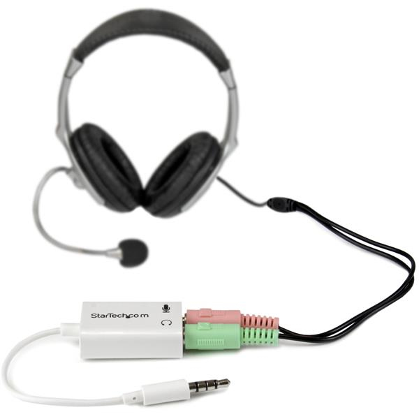 StarTech.com White headset adapter for headsets with separate
