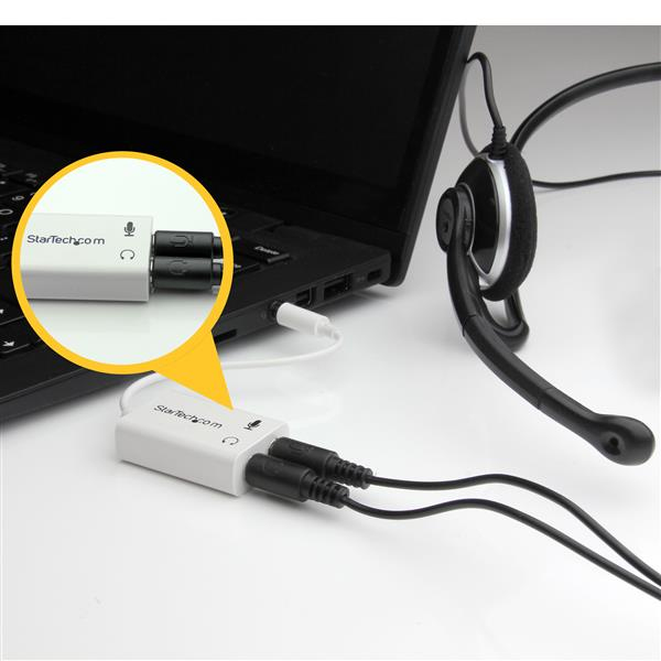 StarTech.com White headset adapter for headsets with separate