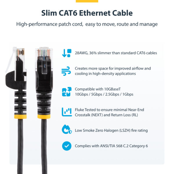 StarTech.com 1.5 m CAT6 Cable - Slim - Snagless RJ45 Connectors - Grey