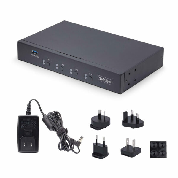 StarTech.com 4-Port KM Switch with Mouse Switching, USB Switch for