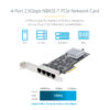 StarTech.com 4-Port 2.5Gbps NBASE-T PCIe Network Card, Intel I225-V,