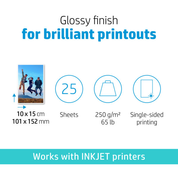 HP Advanced Photo Paper Glossy 250 g/m2 10 x 15 cm (101 x 152 mm) 25