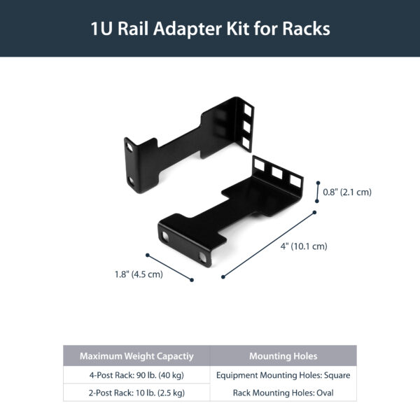 StarTech.com Rail Depth Adapter Kit for Server Racks - 1U StarTech.com Rail Depth Adapter Kit for Server Racks - 1U