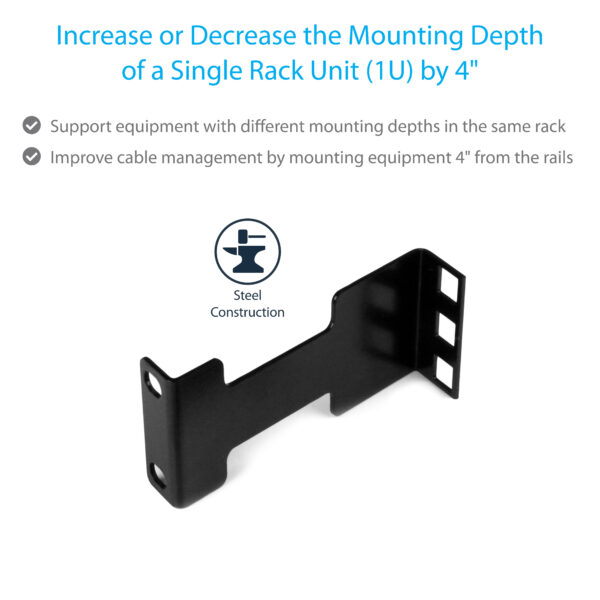 StarTech.com Rail Depth Adapter Kit for Server Racks - 1U StarTech.com Rail Depth Adapter Kit for Server Racks - 1U