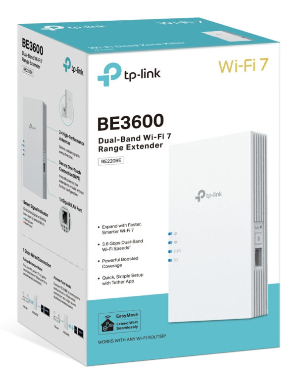 TP-Link RE220BE network extender Network repeater White 1000 Mbit/s TP-Link RE220BE network extender Network repeater White 1000 Mbit/s