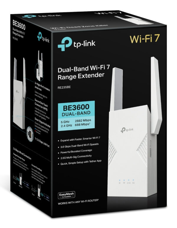 TP-Link BE3600 Network transmitter & receiver White 2500 Mbit/s TP-Link BE3600 Network transmitter & receiver White 2500 Mbit/s