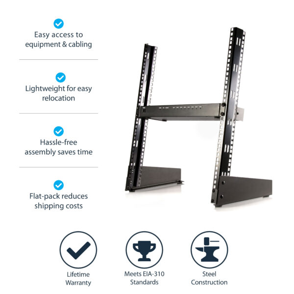 StarTech.com 2-Post 12U Desktop Server Rack, Small Open Frame 19in StarTech.com 2-Post 12U Desktop Server Rack, Small Open Frame 19in
