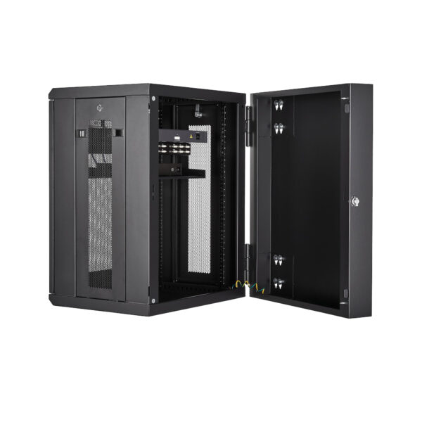 StarTech.com 4-Post 15U Wall Mount Network Cabinet with 1U Shelf, 19" StarTech.com 4-Post 15U Wall Mount Network Cabinet with 1U Shelf, 19"
