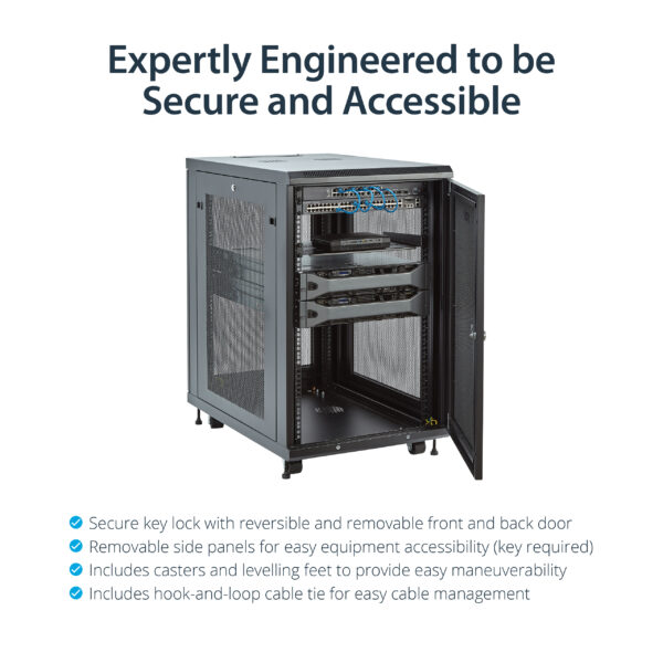 StarTech.com 4-Post 18U Server Rack Cabinet, Lockable 19" Data Rack StarTech.com 4-Post 18U Server Rack Cabinet, Lockable 19" Data Rack