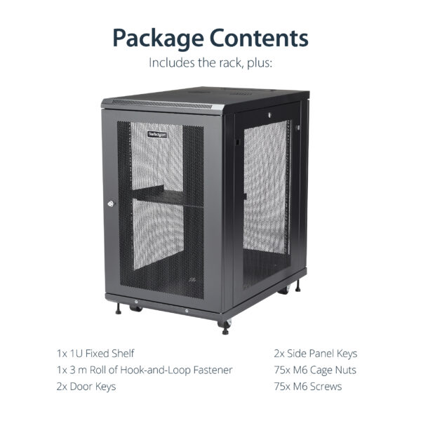 StarTech.com 4-Post 18U Server Rack Cabinet, Lockable 19" Data Rack StarTech.com 4-Post 18U Server Rack Cabinet, Lockable 19" Data Rack