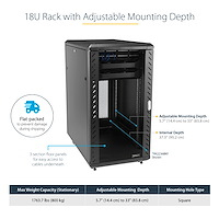 StarTech.com 4-Post 18U Server Rack Cabinet, Lockable 19" Data Rack StarTech.com 4-Post 18U Server Rack Cabinet, Lockable 19" Data Rack