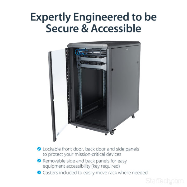 StarTech.com 4-Post 22U Server Rack Cabinet, Lockable 19" Data Rack StarTech.com 4-Post 22U Server Rack Cabinet, Lockable 19" Data Rack