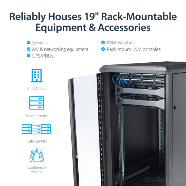 StarTech.com 4-Post 22U Server Rack Cabinet, Lockable 19" Data Rack StarTech.com 4-Post 22U Server Rack Cabinet, Lockable 19" Data Rack