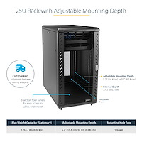 StarTech.com 4-Post 25U Server Rack Cabinet, Lockable 19" Data Rack StarTech.com 4-Post 25U Server Rack Cabinet, Lockable 19" Data Rack