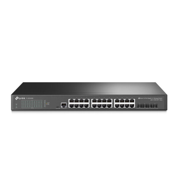 TP-Link JetStream 24-Port Gigabit L2+ Managed Switch with 4 10GE SFP+ TP-Link JetStream 24-Port Gigabit L2+ Managed Switch with 4 10GE SFP+