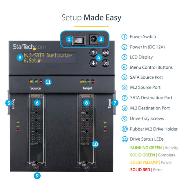 StarTech.com Standalone M.2 SATA & M.2 NVMe Duplicator and Eraser StarTech.com Standalone M.2 SATA & M.2 NVMe Duplicator and Eraser