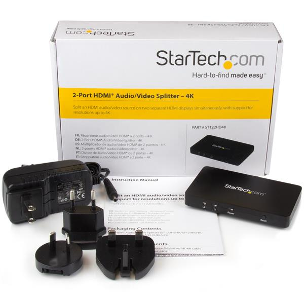 StarTech.com 4K HDMI 2-Port Video Splitter – 1x2 HDMI Splitter w
