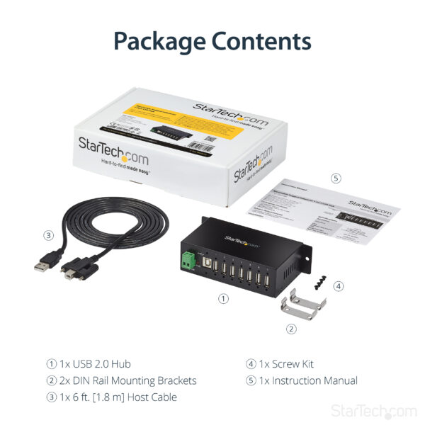 StarTech.com 7-Port USB 2.0 Hub - Metal Industrial USB-A Hub with ESD StarTech.com 7-Port USB 2.0 Hub - Metal Industrial USB-A Hub with ESD