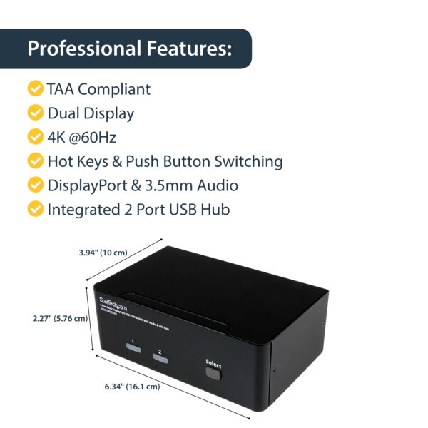 StarTech.com 2-Port DisplayPort Dual-Monitor KVM Switch - 4K 60Hz StarTech.com 2-Port DisplayPort Dual-Monitor KVM Switch - 4K 60Hz