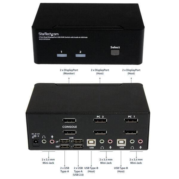 StarTech.com 2-Port DisplayPort Dual-Monitor KVM Switch - 4K 60Hz StarTech.com 2-Port DisplayPort Dual-Monitor KVM Switch - 4K 60Hz