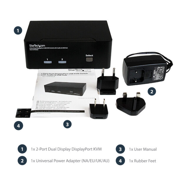 StarTech.com 2 Port Dual DisplayPort USB KVM Switch with Audio & USB StarTech.com 2 Port Dual DisplayPort USB KVM Switch with Audio & USB