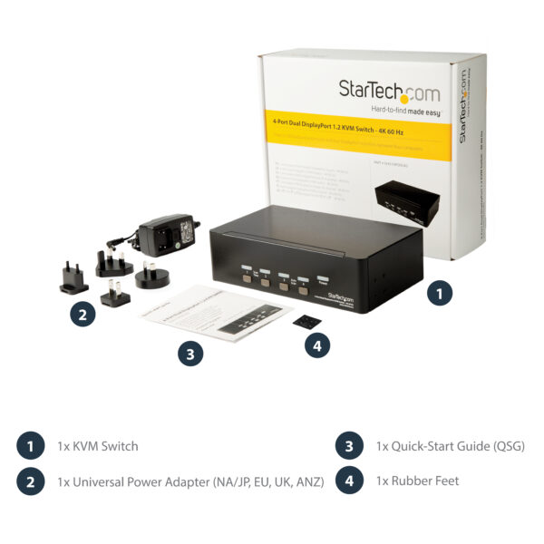 StarTech.com 4-Port Dual DisplayPort KVM Switch - 4K 60Hz StarTech.com 4-Port Dual DisplayPort KVM Switch - 4K 60Hz