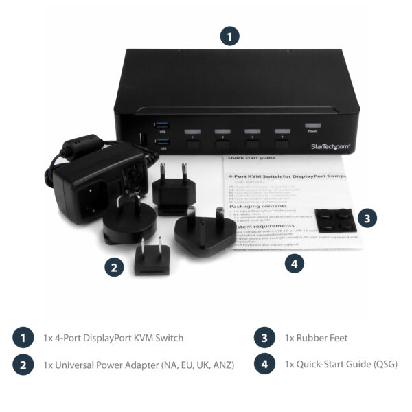 StarTech.com 4 Port DisplayPort KVM Switch - 4K 60Hz - Single Display StarTech.com 4 Port DisplayPort KVM Switch - 4K 60Hz - Single Display
