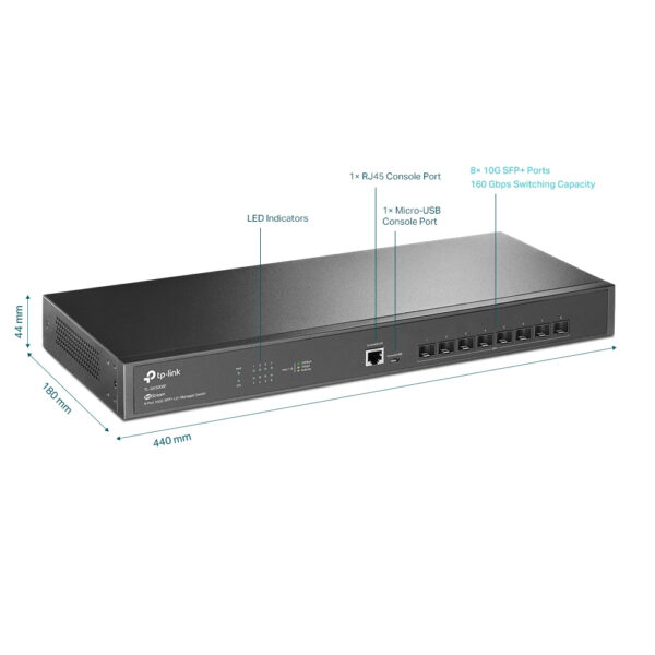 TP-Link JetStream 8-Port 10GE SFP+ L2+ Managed Switch TP-Link JetStream 8-Port 10GE SFP+ L2+ Managed Switch
