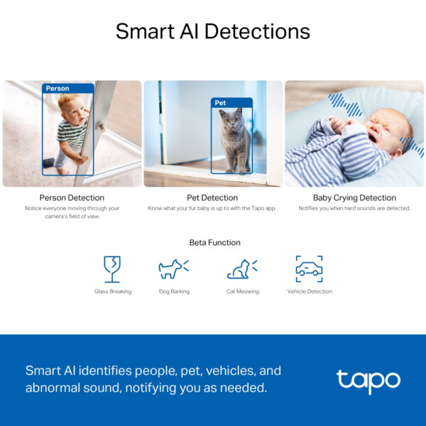 TP-Link Tapo Pan/Tilt AI Home Security Wi-Fi Camera SPEC: 3K 5MP TP-Link Tapo Pan/Tilt AI Home Security Wi-Fi Camera SPEC: 3K 5MP