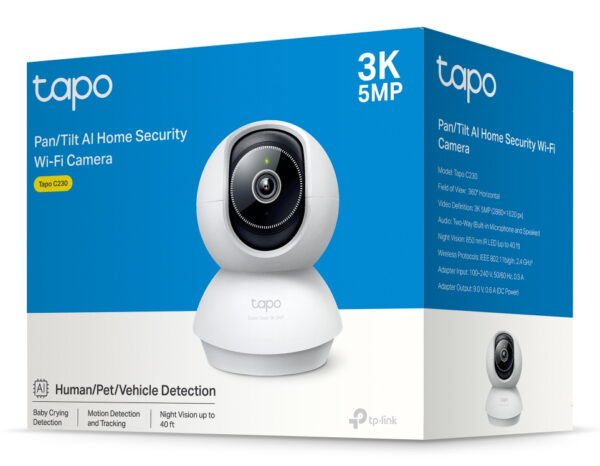 TP-Link Tapo Pan/Tilt AI Home Security Wi-Fi Camera SPEC: 3K 5MP TP-Link Tapo Pan/Tilt AI Home Security Wi-Fi Camera SPEC: 3K 5MP