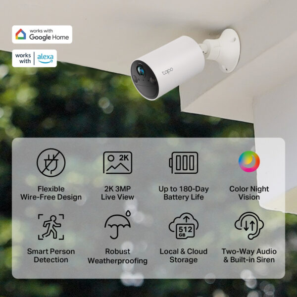 TP-Link Tapo Smart Wire-Free Security Battery Camera TP-Link Tapo Smart Wire-Free Security Camera, 2-Pack
