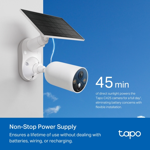 TP-Link Tapo Solar-Powered Security Camera Kit 1 × C425, 1 × A201 TP-Link Tapo Solar-Powered Security Camera Kit 1 × C425, 1 × A201
