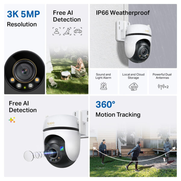 TP-Link Outdoor Pan/Tilt Security Wi-Fi Camera SPEC: 3K 5MP
