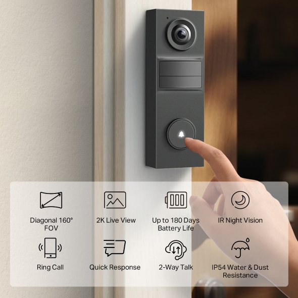 TP-Link Tapo D205 video intercom system 3 MP Black TP-Link Tapo D205 video intercom system 3 MP Black