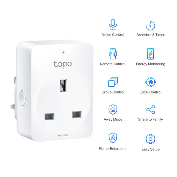 TP-Link Tapo Mini Smart Wi-Fi Socket, Energy Monitoring TP-Link Tapo Mini Smart Wi-Fi Socket, Energy Monitoring, 4-Pack
