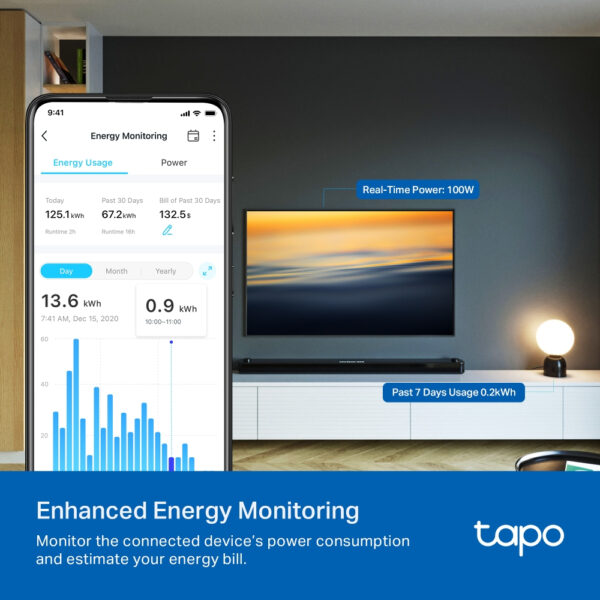 TP-Link Tapo Mini Smart Wi-Fi Plug, Energy Monitoring TP-Link Tapo Mini Smart Wi-Fi Plug, Energy Monitoring