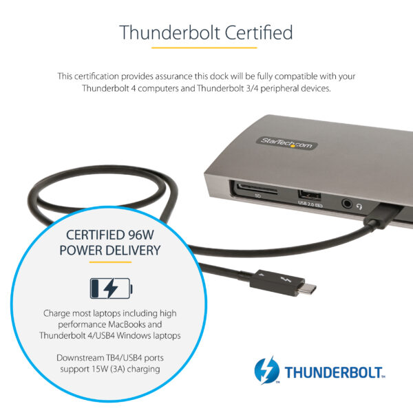 StarTech.com Thunderbolt 4 Dock, 96W Power Delivery, Single 8K/Dual