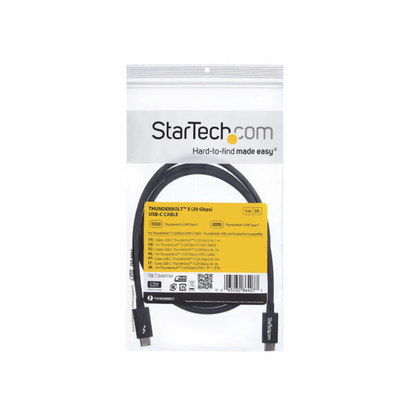 StarTech.com 1m Thunderbolt 3 (20Gbps) USB-C Cable - Thunderbolt, StarTech.com 1m Thunderbolt 3 (20Gbps) USB-C Cable - Thunderbolt,