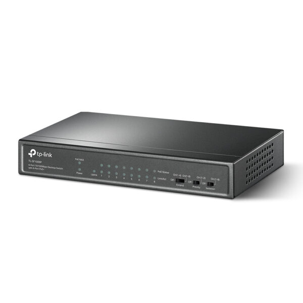 TP-Link 9-Port 10/100Mbps Desktop Switch with 8-Port PoE+ TP-Link 9-Port 10/100Mbps Desktop Switch with 8-Port PoE+