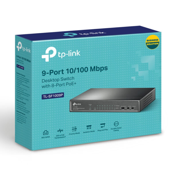 TP-Link 9-Port 10/100Mbps Desktop Switch with 8-Port PoE+ TP-Link 9-Port 10/100Mbps Desktop Switch with 8-Port PoE+