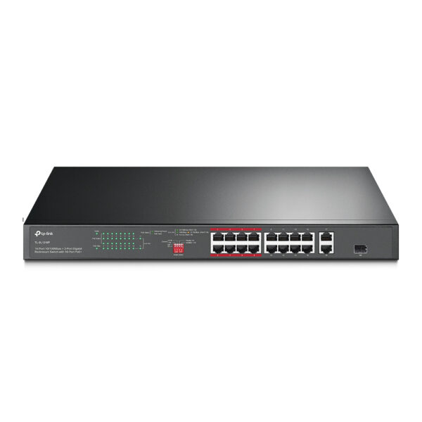 TP-Link 16-Port 10/100 Mbps + 2-Port Gigabit Rackmount PoE Switch TP-Link 16-Port 10/100 Mbps + 2-Port Gigabit Rackmount PoE Switch