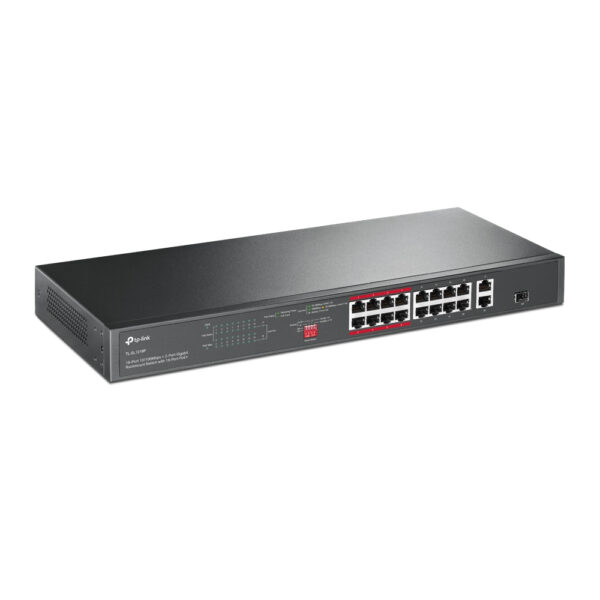 TP-Link 16-Port 10/100 Mbps + 2-Port Gigabit Rackmount PoE Switch TP-Link 16-Port 10/100 Mbps + 2-Port Gigabit Rackmount PoE Switch