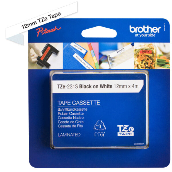 Brother TZE231S label-making tape Black on white TZe Brother TZE231S label-making tape Black on white TZe
