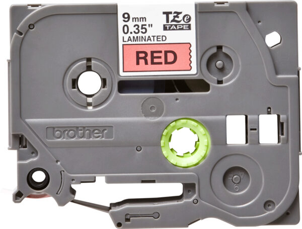 Brother TZE-421 label-making tape Black on red