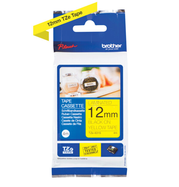 Brother TZE631S label-making tape Black on yellow TZe Brother TZE631S label-making tape Black on yellow TZe