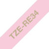 Brother TZE-RE34 label-making tape Gold on Pink